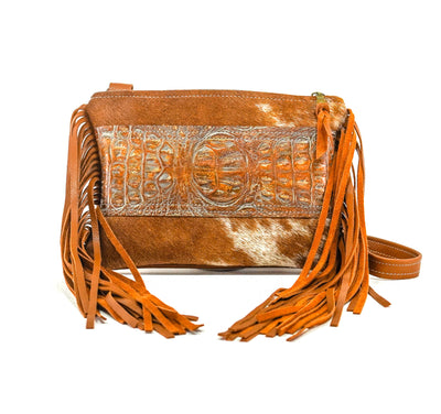 Patsy - Longhorn w/ Patina Brandy Croc-Patsy-Western-Cowhide-Bags-Handmade-Products-Gifts-Dancing Cactus Designs