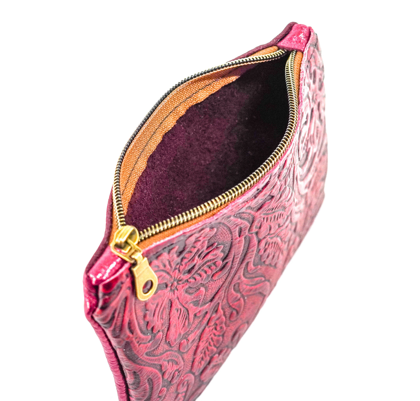 Purse Organizer - All Embossed w/ Red Tool-Purse Organizer-Western-Cowhide-Bags-Handmade-Products-Gifts-Dancing Cactus Designs