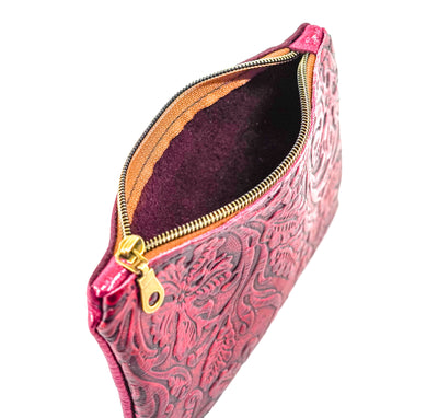 Purse Organizer - All Embossed w/ Red Tool-Purse Organizer-Western-Cowhide-Bags-Handmade-Products-Gifts-Dancing Cactus Designs