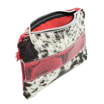 Purse Organizer - Black & White w/ Red Skulls-Purse Organizer-Western-Cowhide-Bags-Handmade-Products-Gifts-Dancing Cactus Designs