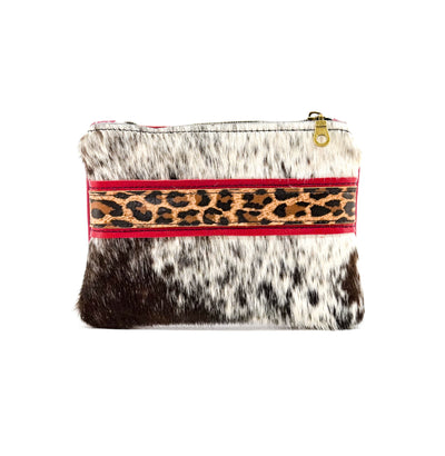 Purse Organizer - Chocolate & White w/ Leopard Leather-Purse Organizer-Western-Cowhide-Bags-Handmade-Products-Gifts-Dancing Cactus Designs