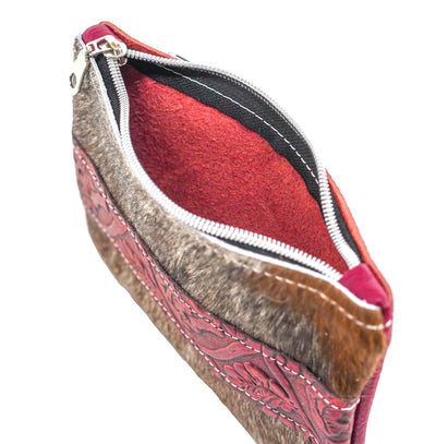 Purse Organizer - Longhorn w/ Red Tool-Purse Organizer-Western-Cowhide-Bags-Handmade-Products-Gifts-Dancing Cactus Designs
