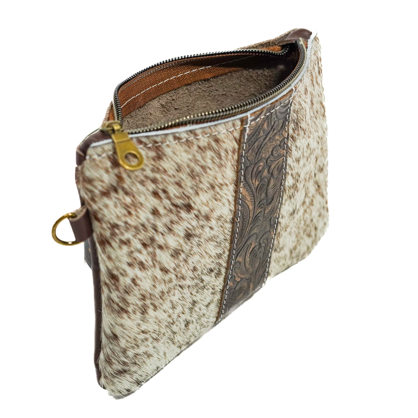 Purse Organizer - Longhorn w/ Wildflower-Purse Organizer-Western-Cowhide-Bags-Handmade-Products-Gifts-Dancing Cactus Designs