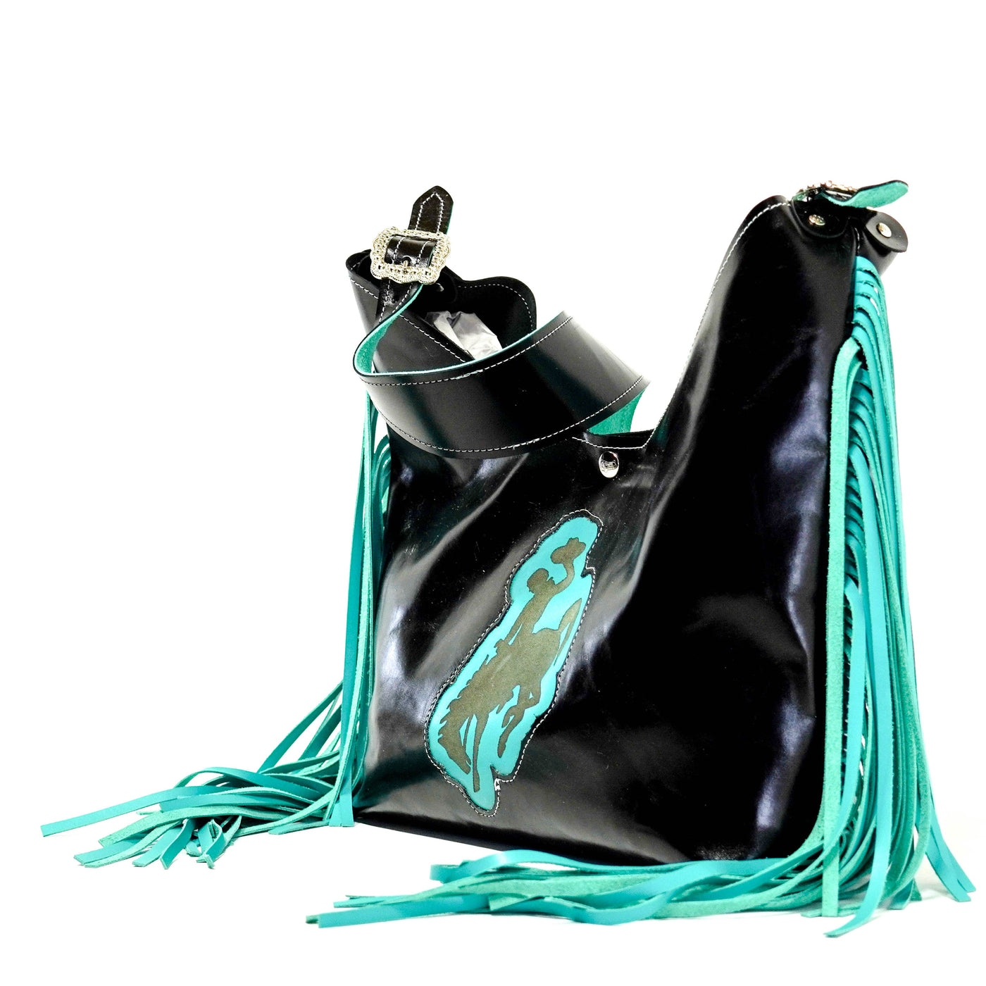 Reba - Black Smooth Leather w/ Engraving-Reba-Western-Cowhide-Bags-Handmade-Products-Gifts-Dancing Cactus Designs