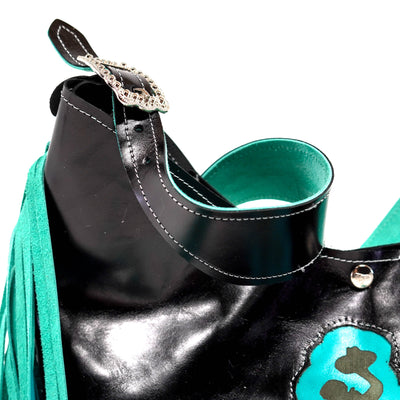 Reba - Black Smooth Leather w/ Engraving-Reba-Western-Cowhide-Bags-Handmade-Products-Gifts-Dancing Cactus Designs