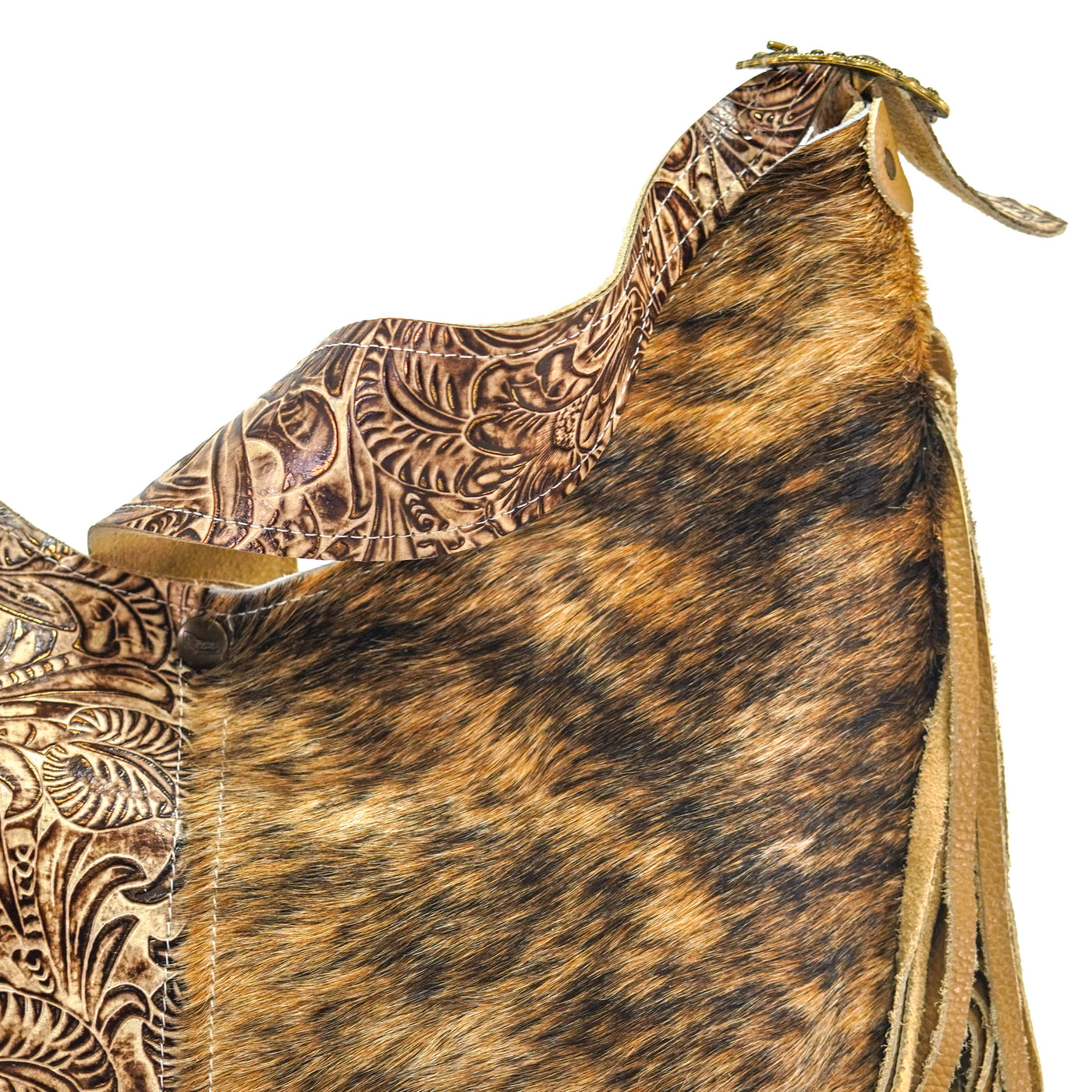 Reba - Brindle w/ Ivory & Brown Dallas Tool-Reba-Western-Cowhide-Bags-Handmade-Products-Gifts-Dancing Cactus Designs