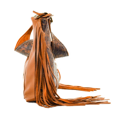 Reba - Longhorn w/ Ostrich-Reba-Western-Cowhide-Bags-Handmade-Products-Gifts-Dancing Cactus Designs