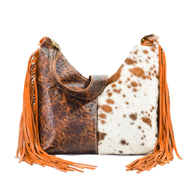 Reba - Longhorn w/ Ostrich-Reba-Western-Cowhide-Bags-Handmade-Products-Gifts-Dancing Cactus Designs