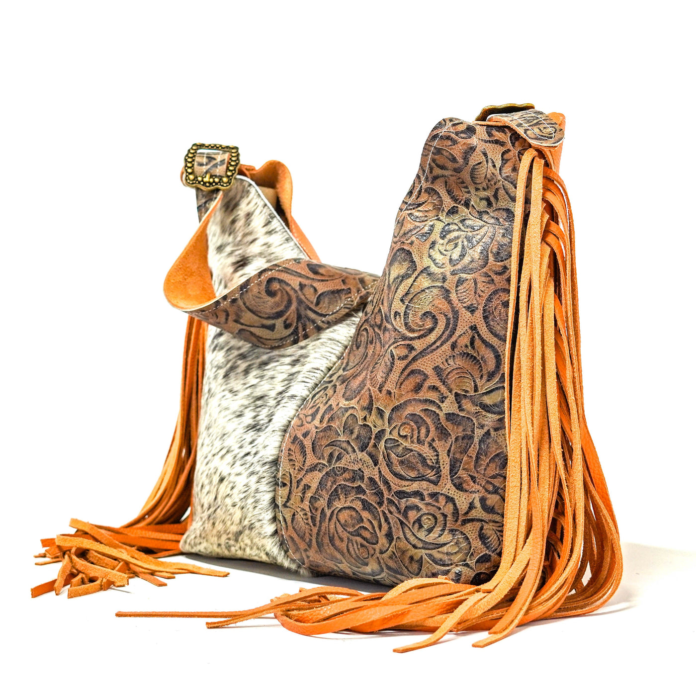 Reba - Salt/Pepper w/ Antique Sundance Roses-Reba-Western-Cowhide-Bags-Handmade-Products-Gifts-Dancing Cactus Designs