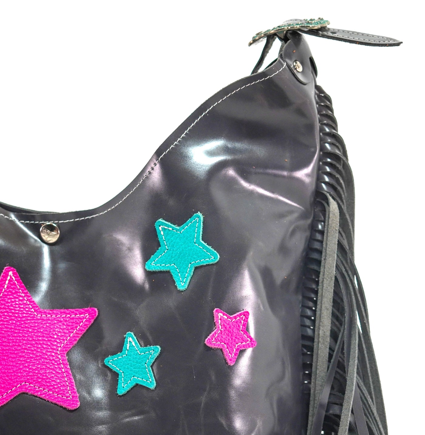 Reba - Smooth Graphite Leather w/ Stars-Reba-Western-Cowhide-Bags-Handmade-Products-Gifts-Dancing Cactus Designs