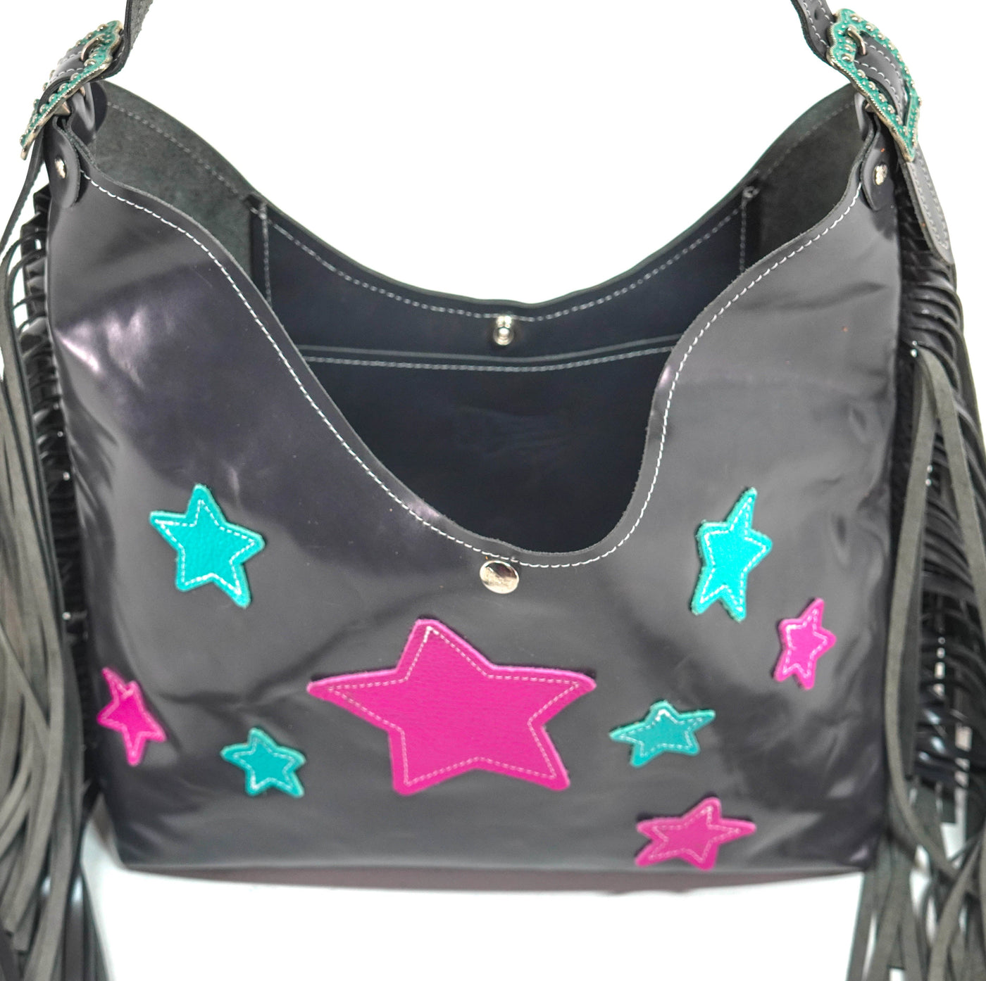 Reba - Smooth Graphite Leather w/ Stars-Reba-Western-Cowhide-Bags-Handmade-Products-Gifts-Dancing Cactus Designs