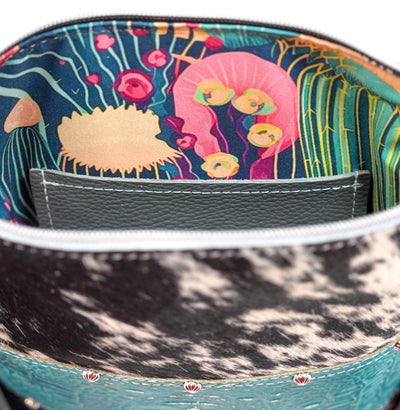 Shania - Black & White w/ Blue Croc-Shania-Western-Cowhide-Bags-Handmade-Products-Gifts-Dancing Cactus Designs