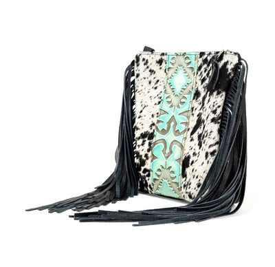 Shania - Black & White w/ Mint Laredo-Shania-Western-Cowhide-Bags-Handmade-Products-Gifts-Dancing Cactus Designs