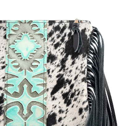 Shania - Black & White w/ Mint Laredo-Shania-Western-Cowhide-Bags-Handmade-Products-Gifts-Dancing Cactus Designs
