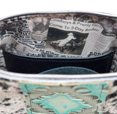 Shania - Black & White w/ Mint Laredo-Shania-Western-Cowhide-Bags-Handmade-Products-Gifts-Dancing Cactus Designs