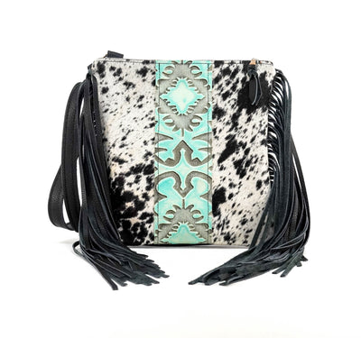 Shania - Black & White w/ Mint Laredo-Shania-Western-Cowhide-Bags-Handmade-Products-Gifts-Dancing Cactus Designs