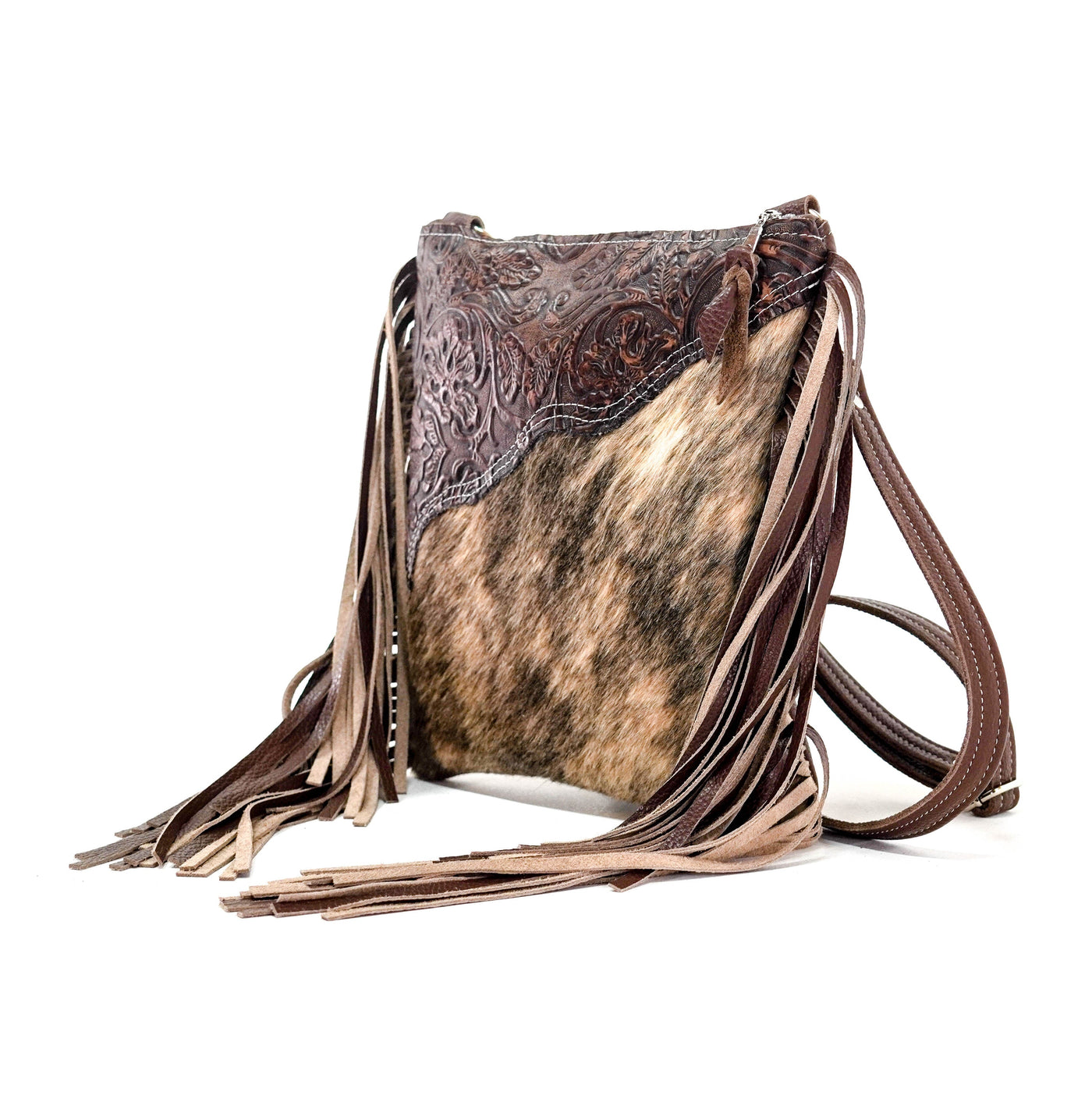 Shania - Brindle w/ Cowboy tool-Shania-Western-Cowhide-Bags-Handmade-Products-Gifts-Dancing Cactus Designs