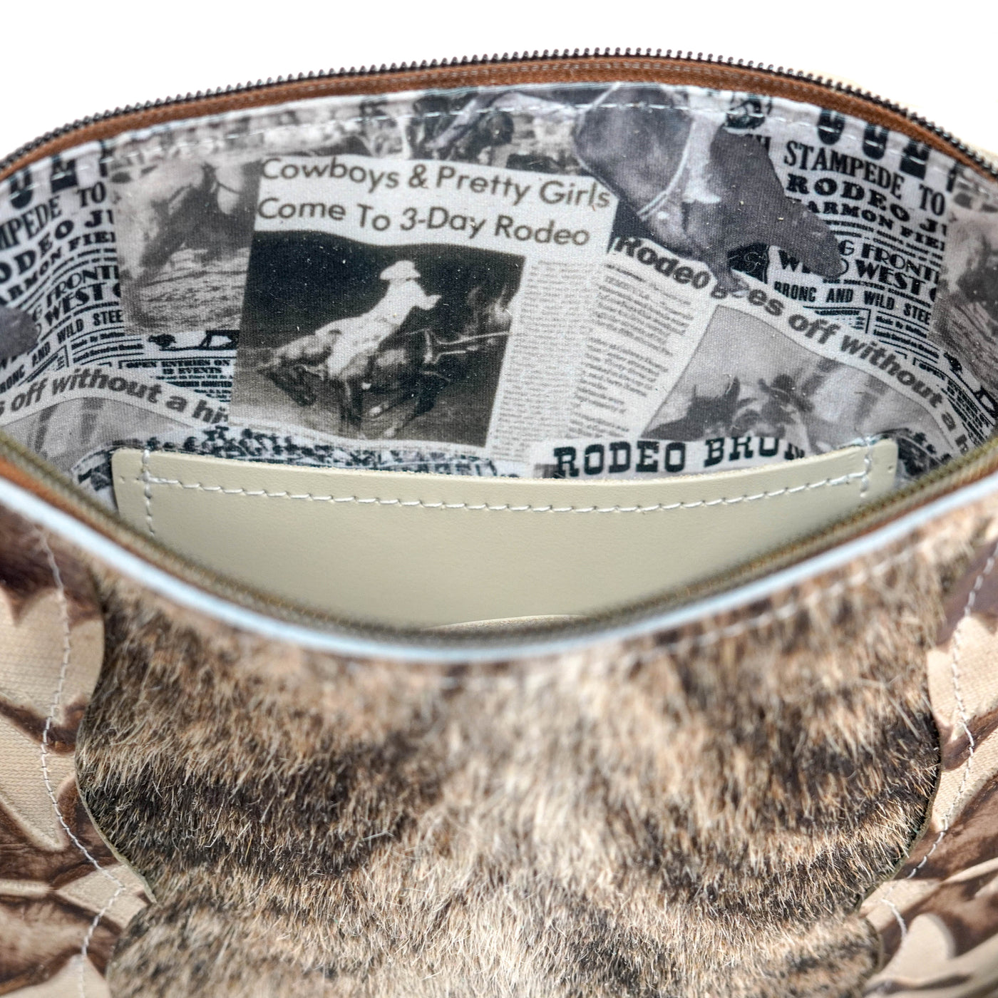 Shania - Brindle w/ Ivory & Brown Laredo-Shania-Western-Cowhide-Bags-Handmade-Products-Gifts-Dancing Cactus Designs