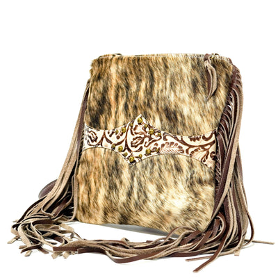 Shania - Brindle w/ Ivory tool-Shania-Western-Cowhide-Bags-Handmade-Products-Gifts-Dancing Cactus Designs