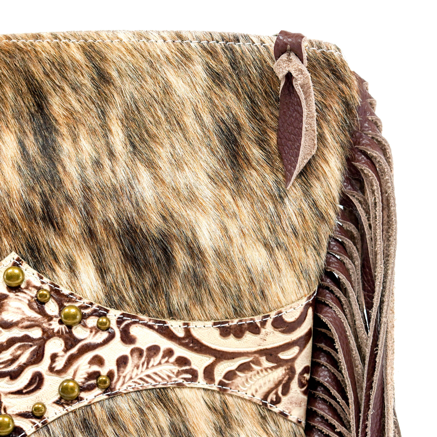 Shania - Brindle w/ Ivory tool-Shania-Western-Cowhide-Bags-Handmade-Products-Gifts-Dancing Cactus Designs