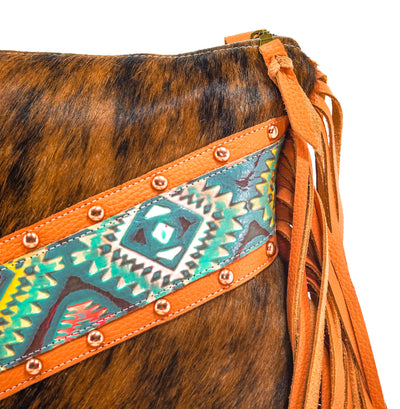 Shania - Brindle w/ Rainbow Aztec-Shania-Western-Cowhide-Bags-Handmade-Products-Gifts-Dancing Cactus Designs