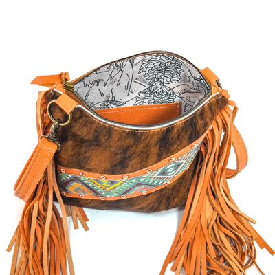 Shania - Brindle w/ Rainbow Aztec-Shania-Western-Cowhide-Bags-Handmade-Products-Gifts-Dancing Cactus Designs