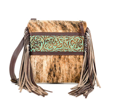 Shania - Brindle w/ Turquoise tool-Shania-Western-Cowhide-Bags-Handmade-Products-Gifts-Dancing Cactus Designs