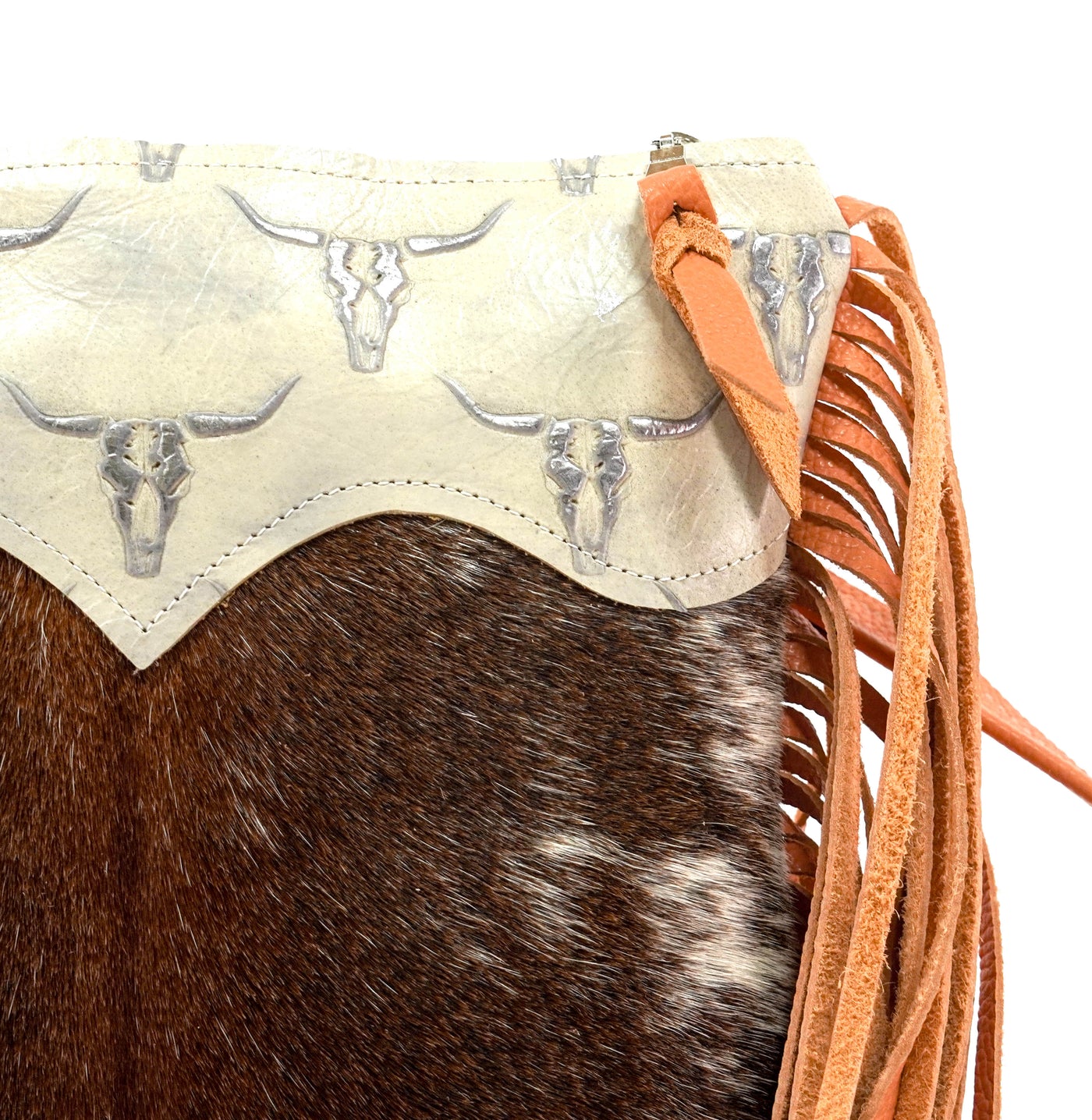 Shania - Longhorn w/ Ghost Skulls-Shania-Western-Cowhide-Bags-Handmade-Products-Gifts-Dancing Cactus Designs