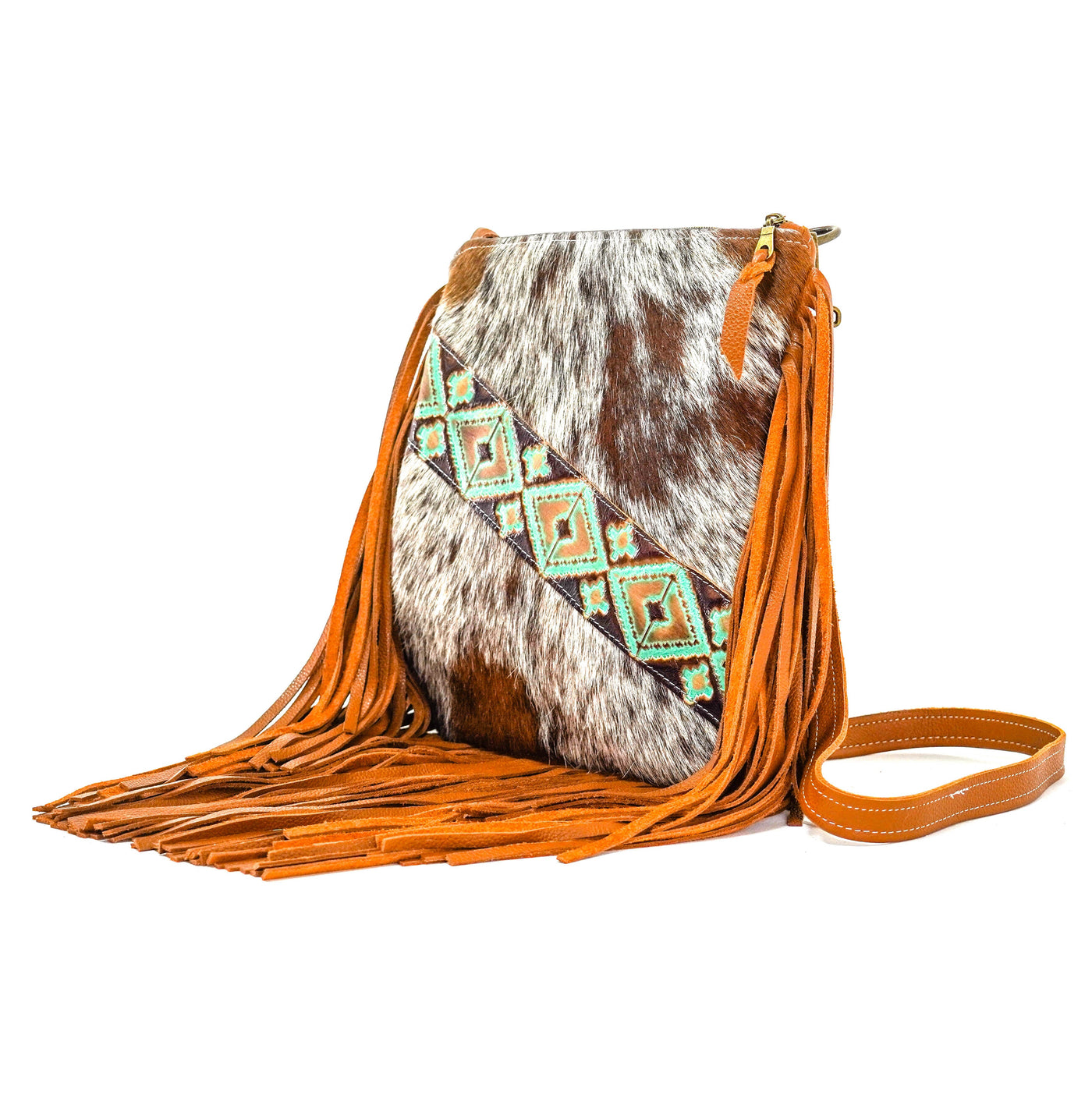 Shania - Longhorn w/ Turquoise Navajo-Shania-Western-Cowhide-Bags-Handmade-Products-Gifts-Dancing Cactus Designs