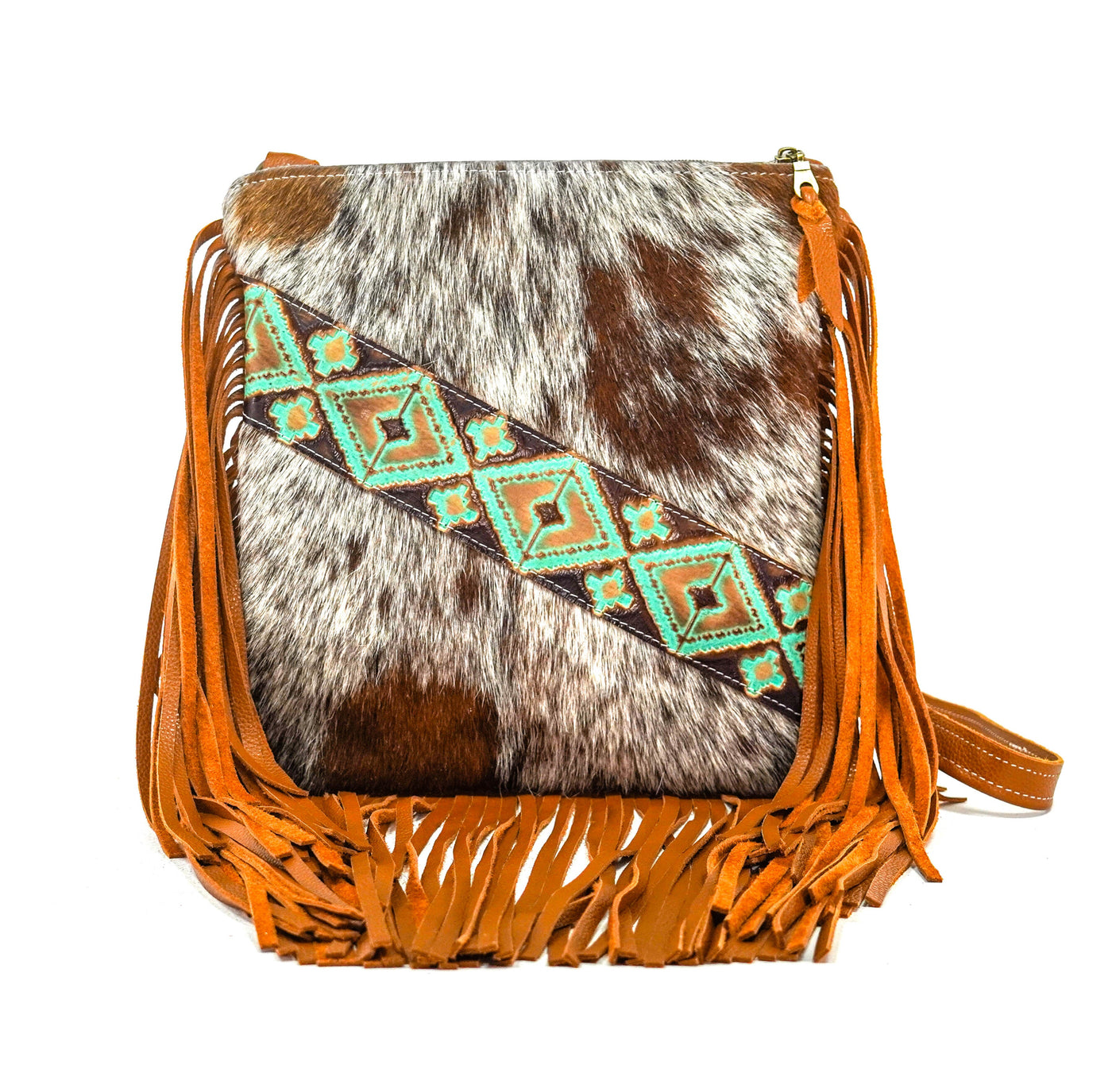 Shania - Longhorn w/ Turquoise Navajo-Shania-Western-Cowhide-Bags-Handmade-Products-Gifts-Dancing Cactus Designs