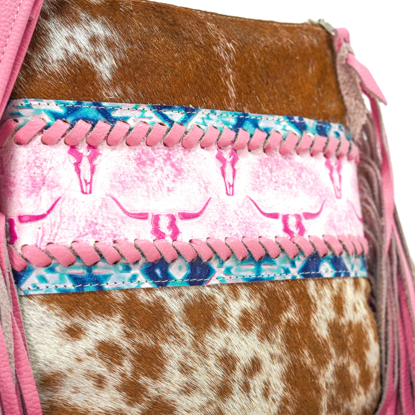 Shania - Longhorn w/ Western Barbie Skulls-Shania-Western-Cowhide-Bags-Handmade-Products-Gifts-Dancing Cactus Designs