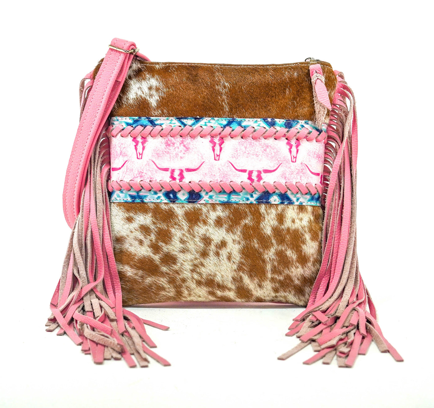 Shania - Longhorn w/ Western Barbie Skulls-Shania-Western-Cowhide-Bags-Handmade-Products-Gifts-Dancing Cactus Designs