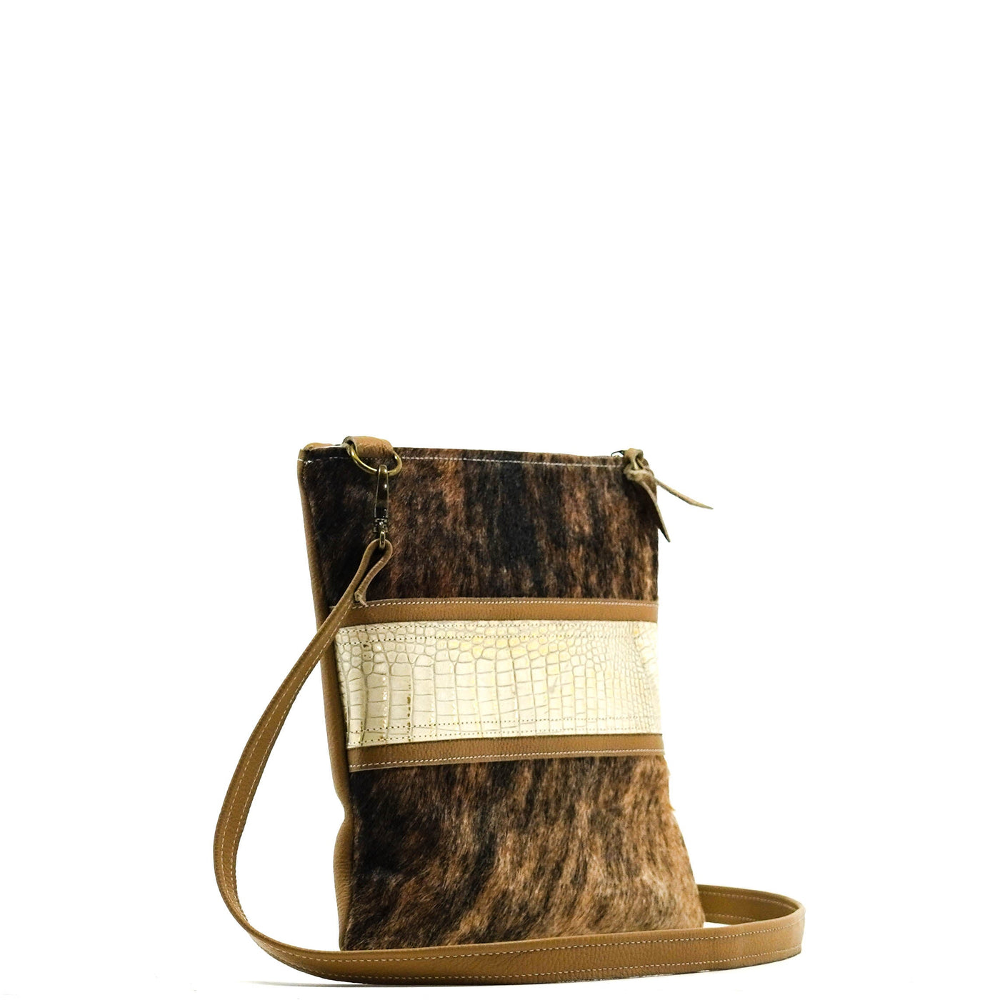 Shania - Two-Tone Brindle w/ Ivory Croc-Shania-Western-Cowhide-Bags-Handmade-Products-Gifts-Dancing Cactus Designs