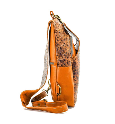 Sling Bag - All Embossed w/ Ostrich-Sling Bag-Western-Cowhide-Bags-Handmade-Products-Gifts-Dancing Cactus Designs