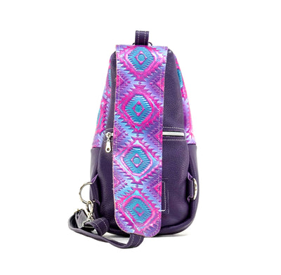Sling Bag - All Embossed w/ Rio Aztec-Sling Bag-Western-Cowhide-Bags-Handmade-Products-Gifts-Dancing Cactus Designs