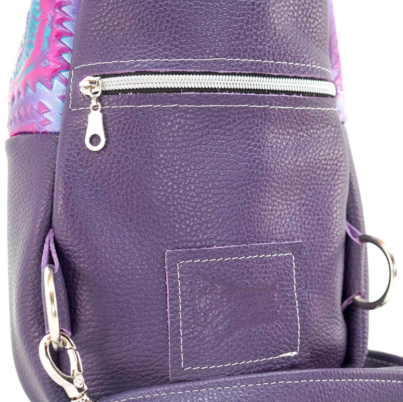 Sling Bag - All Embossed w/ Rio Aztec-Sling Bag-Western-Cowhide-Bags-Handmade-Products-Gifts-Dancing Cactus Designs