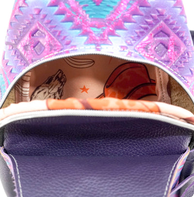 Sling Bag - All Embossed w/ Rio Aztec-Sling Bag-Western-Cowhide-Bags-Handmade-Products-Gifts-Dancing Cactus Designs