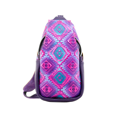 Sling Bag - All Embossed w/ Rio Aztec-Sling Bag-Western-Cowhide-Bags-Handmade-Products-Gifts-Dancing Cactus Designs