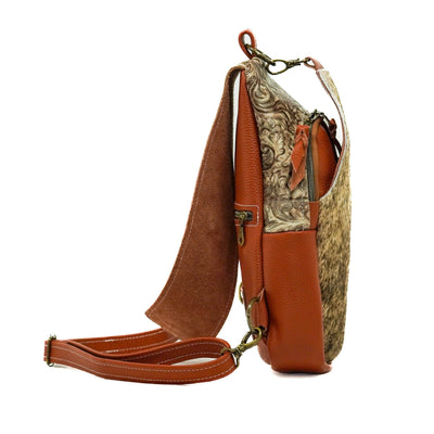 Sling Bag - Brindle w/ No Embossed-Sling Bag-Western-Cowhide-Bags-Handmade-Products-Gifts-Dancing Cactus Designs