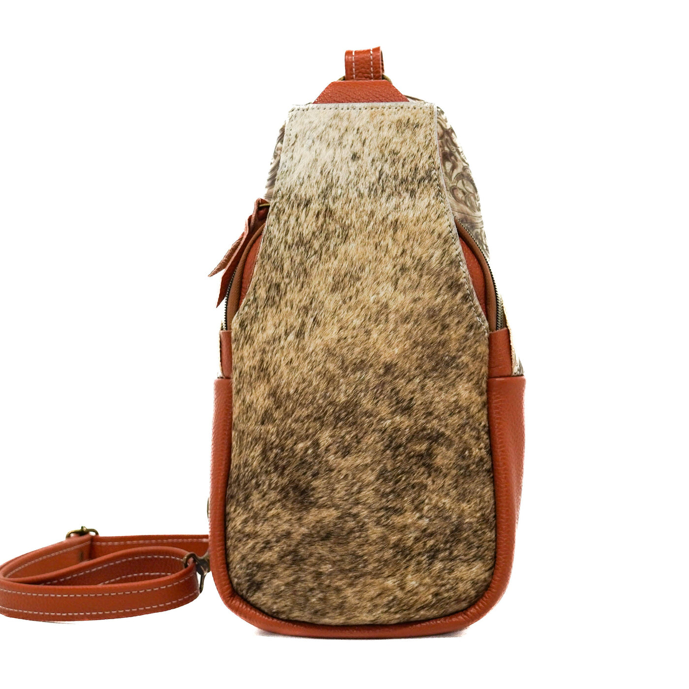 Sling Bag - Brindle w/ No Embossed-Sling Bag-Western-Cowhide-Bags-Handmade-Products-Gifts-Dancing Cactus Designs