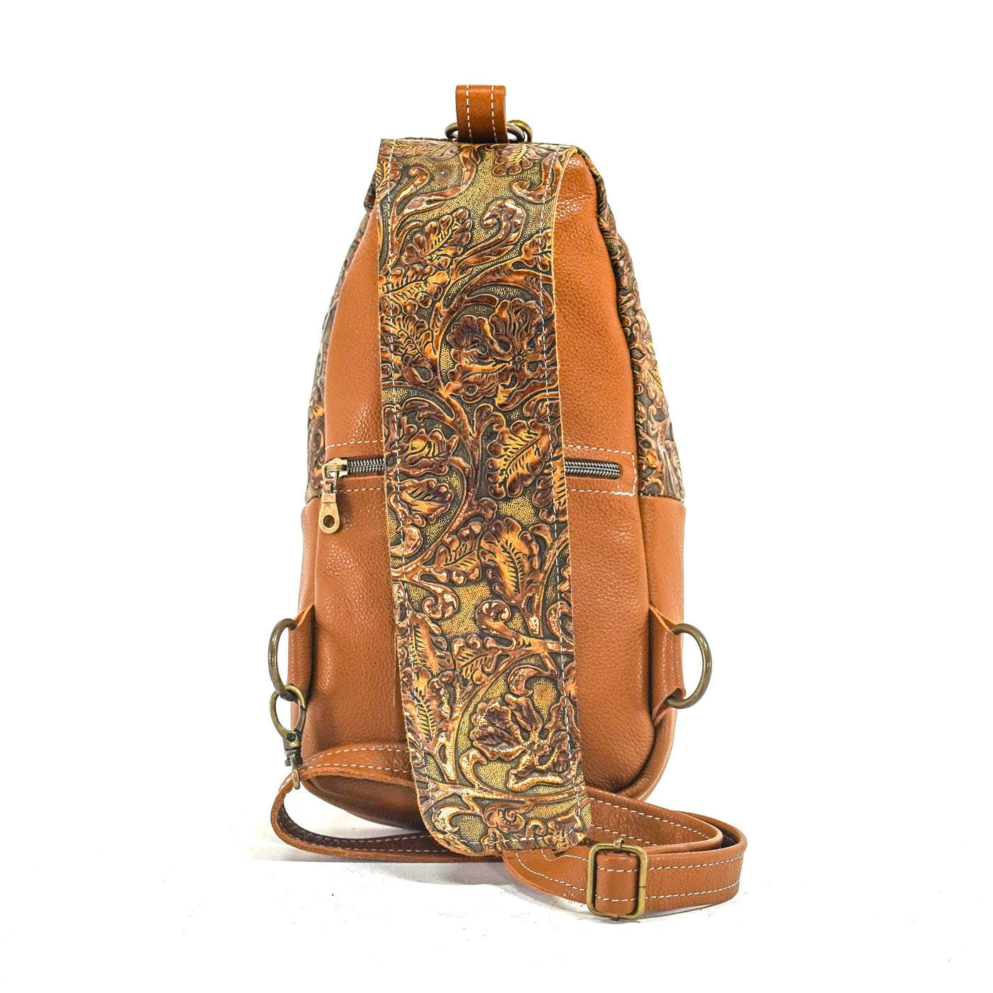 Sling Bag - Brindle w/ Wyoming Tool-Sling Bag-Western-Cowhide-Bags-Handmade-Products-Gifts-Dancing Cactus Designs