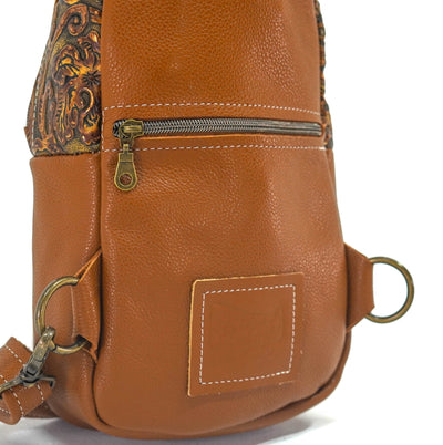 Sling Bag - Brindle w/ Wyoming Tool-Sling Bag-Western-Cowhide-Bags-Handmade-Products-Gifts-Dancing Cactus Designs