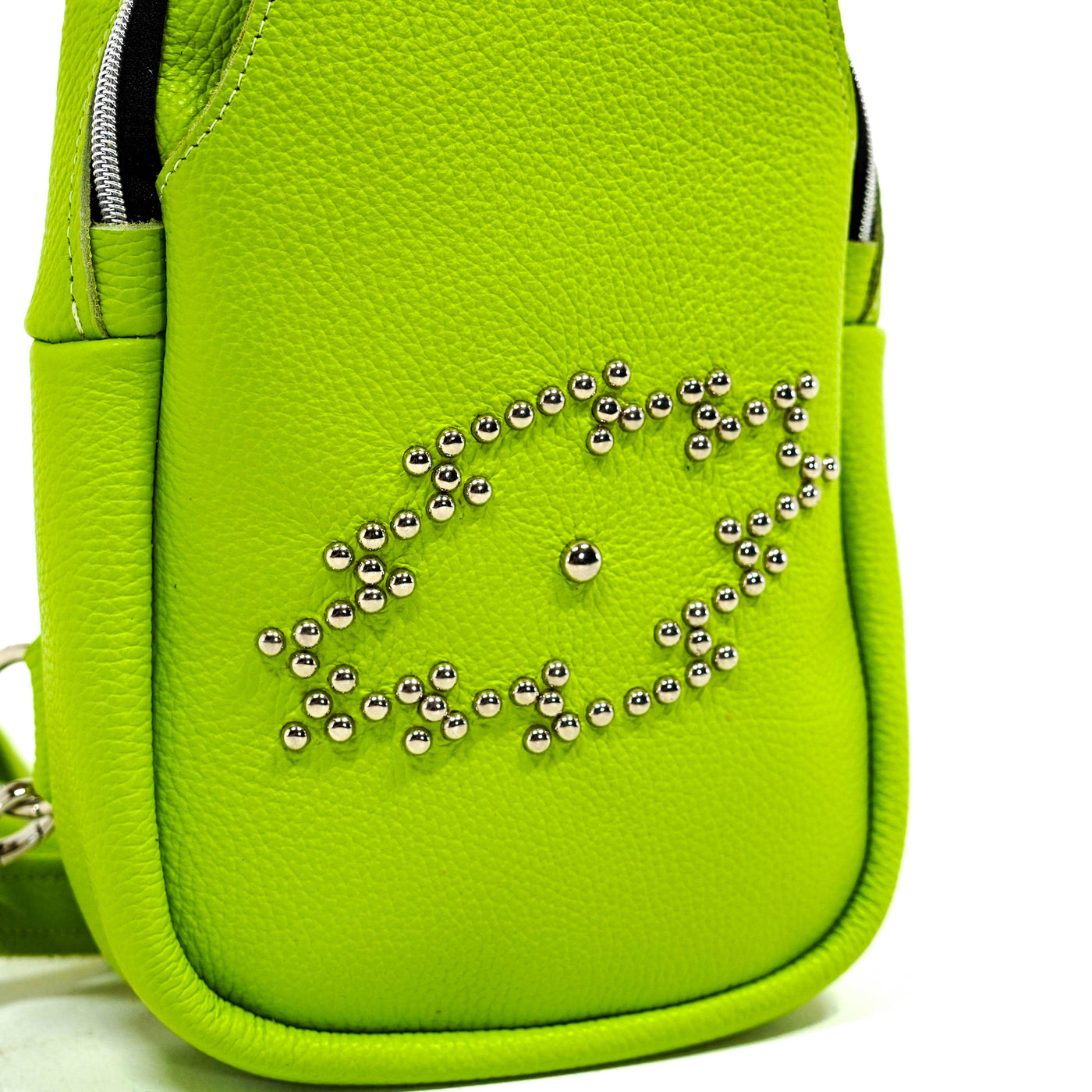 Sling Bag - Lime Pebbled Leather w/ Stud Work-Sling Bag-Western-Cowhide-Bags-Handmade-Products-Gifts-Dancing Cactus Designs