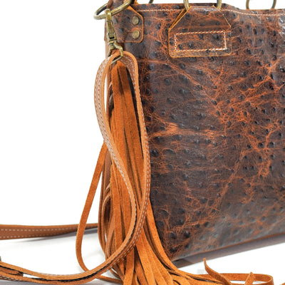 Swift - Ostrich Embossed w/ Dulce De Leche Leather-Swift-Western-Cowhide-Bags-Handmade-Products-Gifts-Dancing Cactus Designs