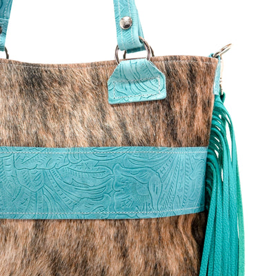 Taylor - Brindle w/ Turquoise Denver Tool-Taylor-Western-Cowhide-Bags-Handmade-Products-Gifts-Dancing Cactus Designs