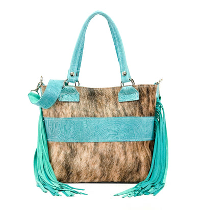 Taylor - Brindle w/ Turquoise Denver Tool-Taylor-Western-Cowhide-Bags-Handmade-Products-Gifts-Dancing Cactus Designs