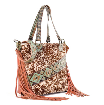 Taylor - Longhorn w/ Turquoise Navajo-Taylor-Western-Cowhide-Bags-Handmade-Products-Gifts-Dancing Cactus Designs