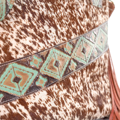 Taylor - Longhorn w/ Turquoise Navajo-Taylor-Western-Cowhide-Bags-Handmade-Products-Gifts-Dancing Cactus Designs