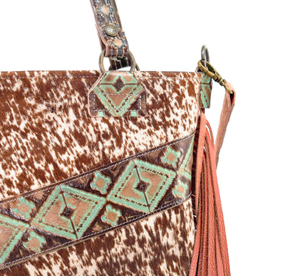 Taylor - Longhorn w/ Turquoise Navajo-Taylor-Western-Cowhide-Bags-Handmade-Products-Gifts-Dancing Cactus Designs