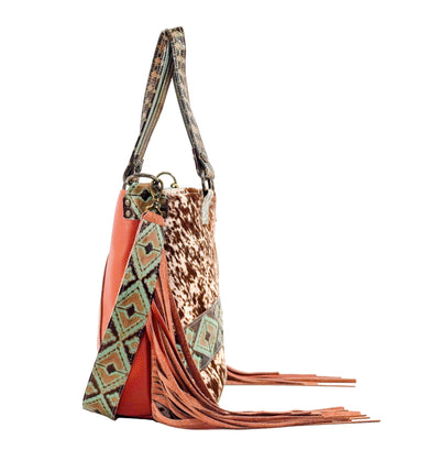 Taylor - Longhorn w/ Turquoise Navajo-Taylor-Western-Cowhide-Bags-Handmade-Products-Gifts-Dancing Cactus Designs